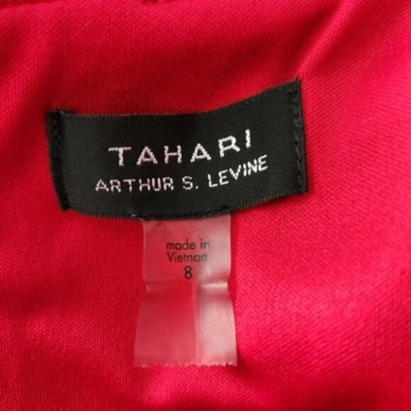 TAHARI Sleeveless Asymmetrical Ruched Sheath Dress Women's Size 8 Burgundy Red - Picture 9 of 12